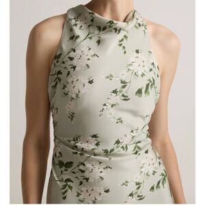 Washable Stretch Silk High‑Neck Midi Dress Size L – Jasmine Vines